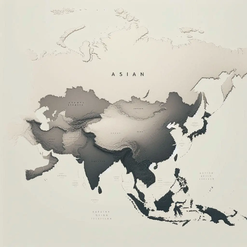 Pencil Sketch of Asia map