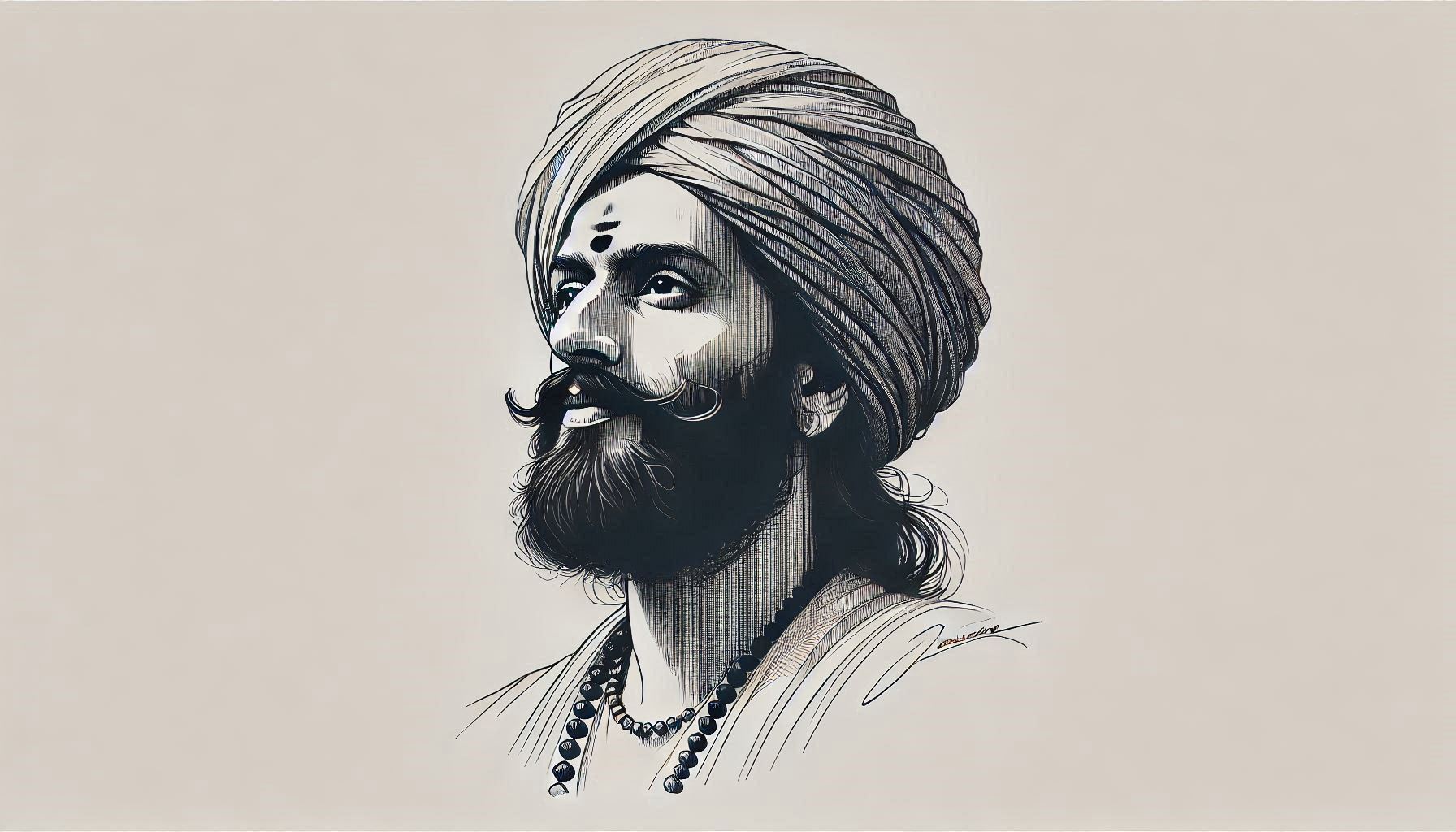 Sketch of Prithviraj Chauhan of Ajmer