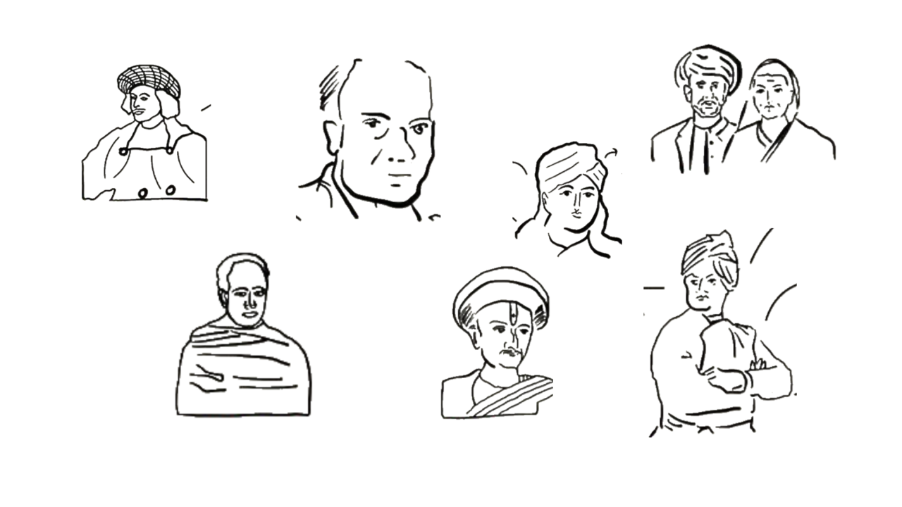 India socio-religious reformers drawing